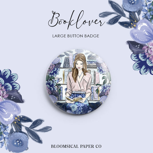 Booklover Custom Button Badge - Large 58mm