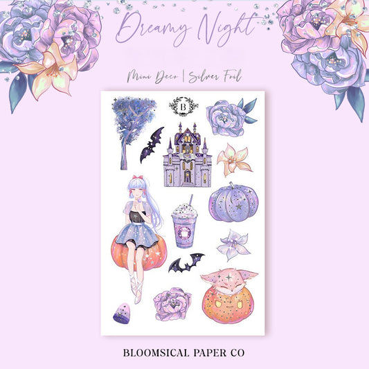 Dreamy Night Mini Deco Sticker Sheet Silver Foil