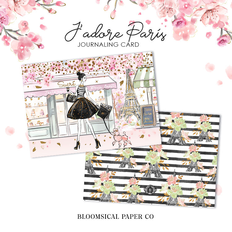 J'adore Paris Journaling Card - not foiled