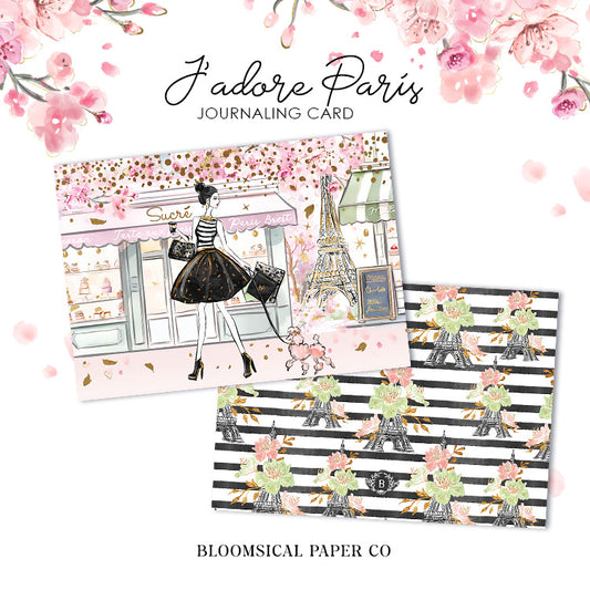 J'adore Paris Journaling Card - not foiled