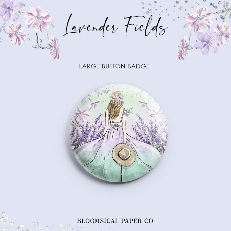 Lavender Fields Custom Button Badge - Large 58mm