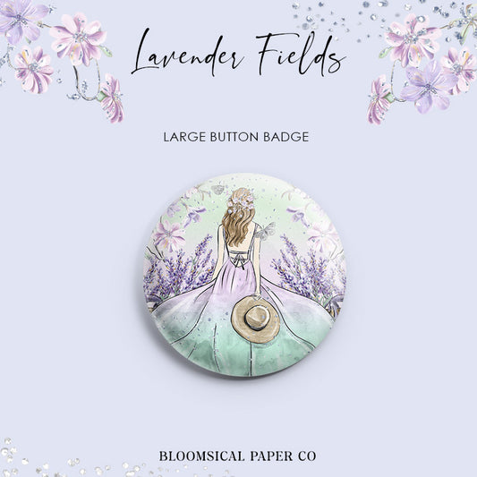Lavender Fields Custom Button Badge - Large 58mm