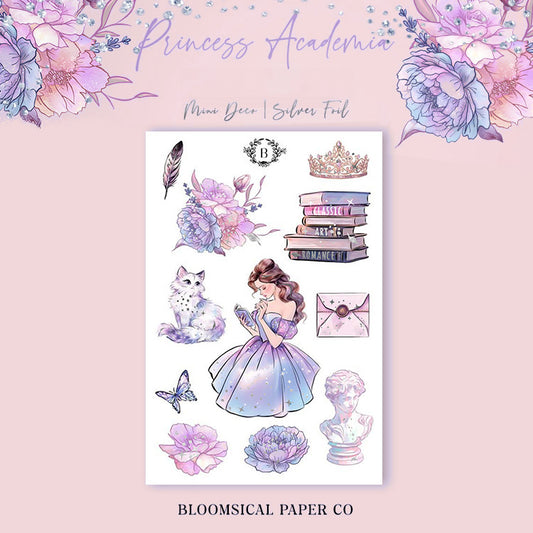 Princess Academia Mini Deco Sticker Sheet Silver Foil