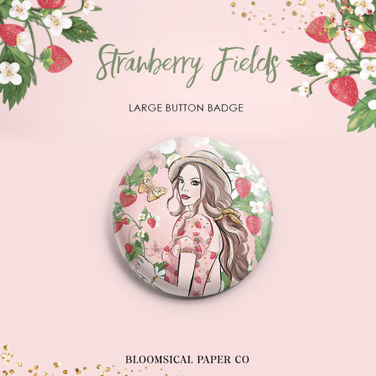 Strawberry Fields Custom Button Badge - Large 58mm