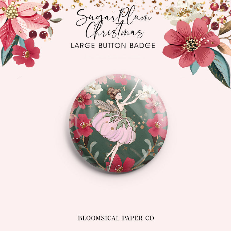 Sugar Plum Christmas Custom Button Badge - Large 58mm