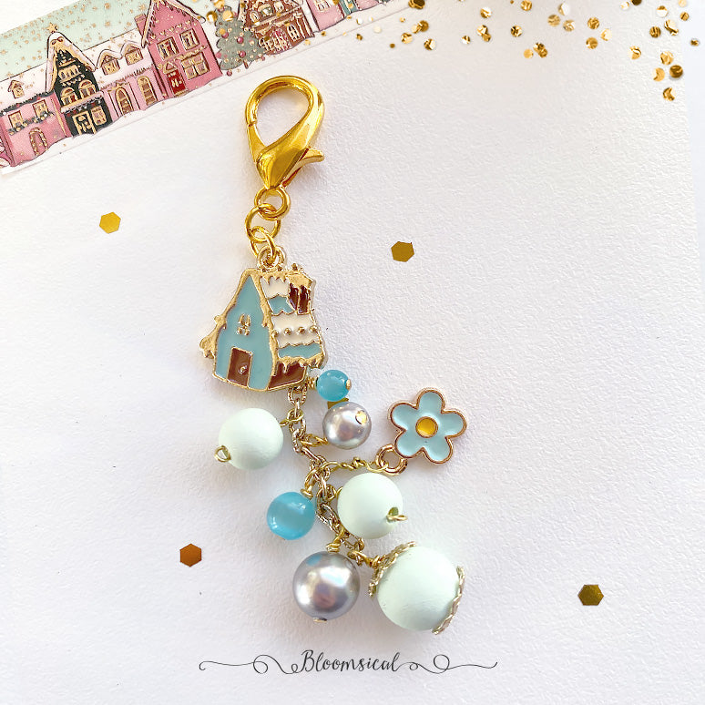 Sugar Plum House Handcrafted Dangle - Blue