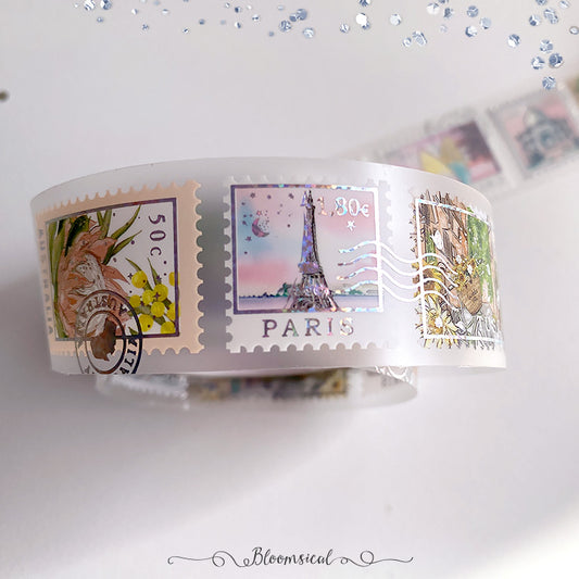 Around the World Stamps PET Tape Collection Confetti Holo Foil - NEW