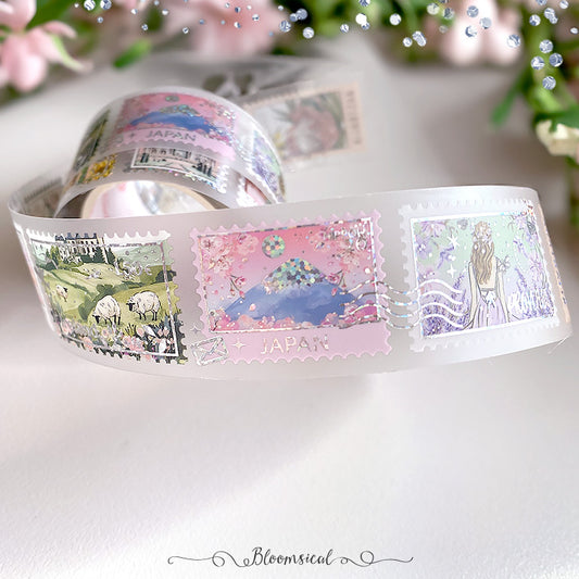 Around the World Stamps PET Tape Collection Confetti Holo Foil - NEW