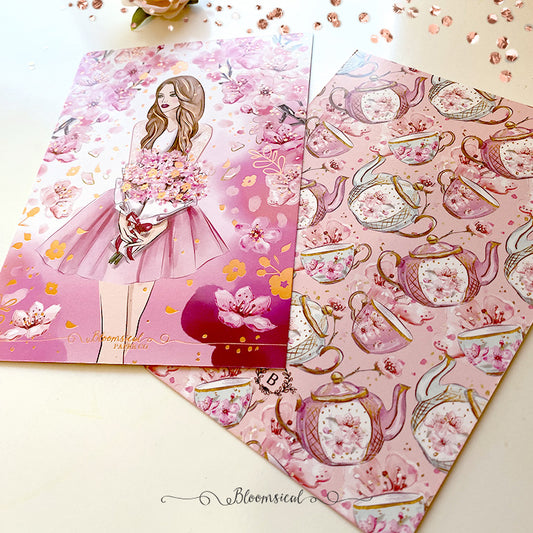 Cherry Blossom v2 Journaling Card - Rose Gold Foil
