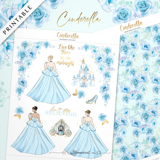 Cinderella PRINTABLE Stickers for Journaling & Planner Decoration