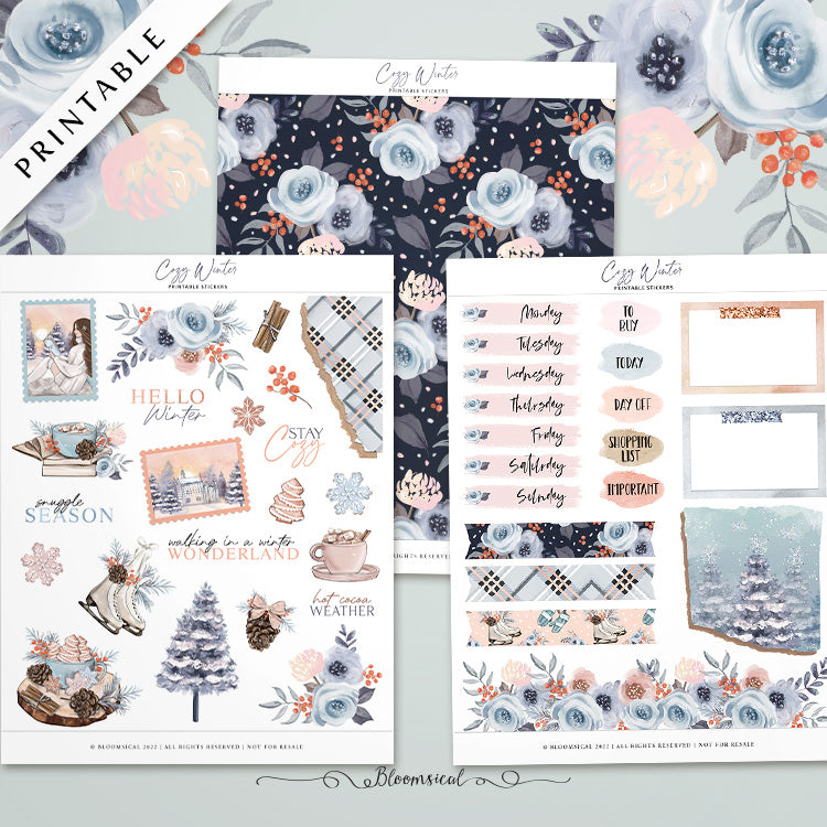 Cozy Winter PRINTABLE Stickers for Journaling & Planner Decoration