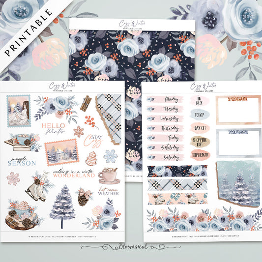 Cozy Winter PRINTABLE Stickers for Journaling & Planner Decoration
