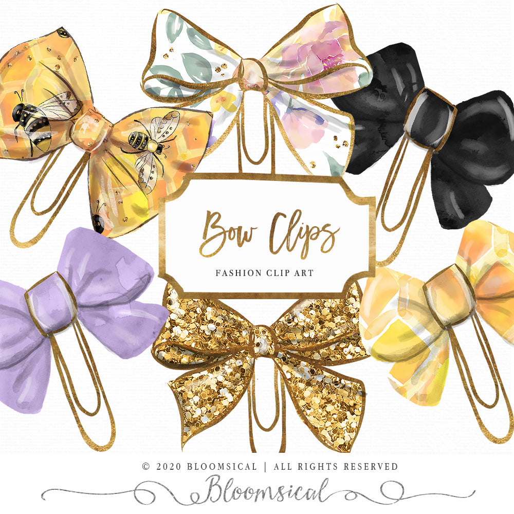 Honey Bee Digital Cliparts, Papers, Bow Clips BUNDLE DEAL