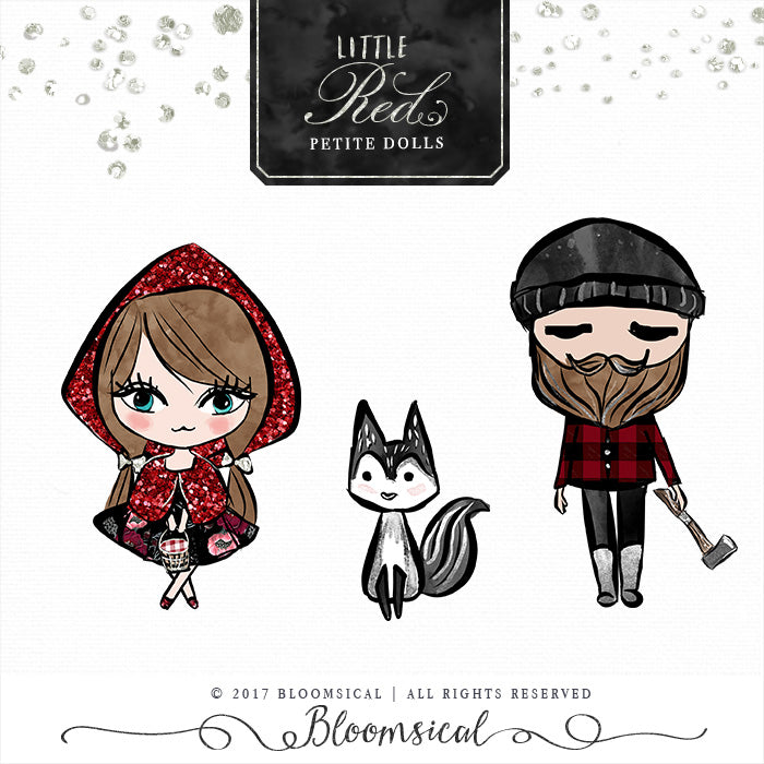 Red Riding Hood Digital Cliparts, Papers, Petite Dolls BUNDLE DEAL