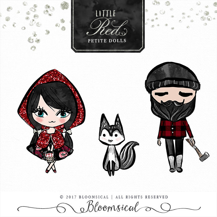 Red Riding Hood Digital Cliparts, Papers, Petite Dolls BUNDLE DEAL