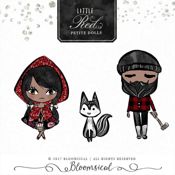 Red Riding Hood Digital Cliparts, Papers, Petite Dolls BUNDLE DEAL