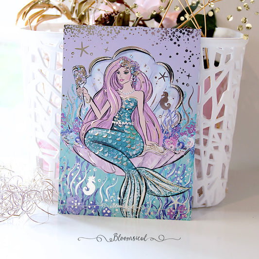 Mermaid Lagoon Journaling Card with Light Gold Foil Accents