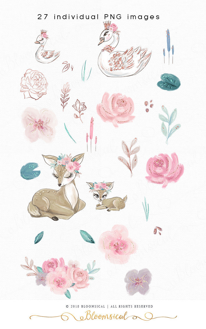 Woodland | Mommy & Me Digital Cliparts, Papers, Bow Clips BUNDLE DEAL
