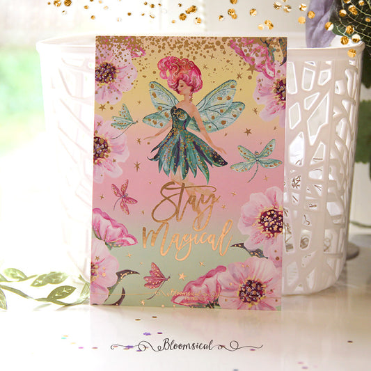 Rainbow Fairies Journaling Card Gold Foil