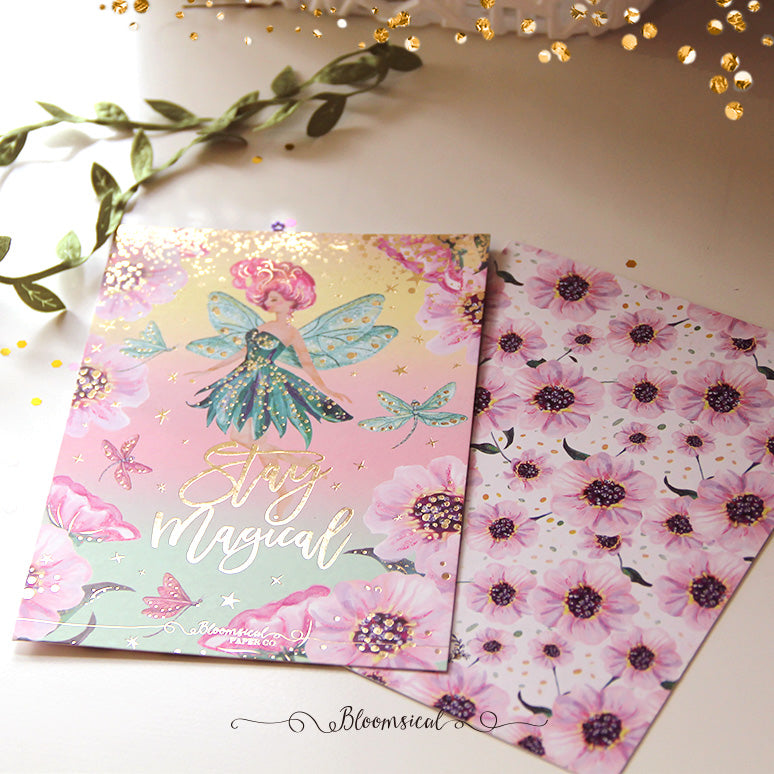 Rainbow Fairies Journaling Card Gold Foil