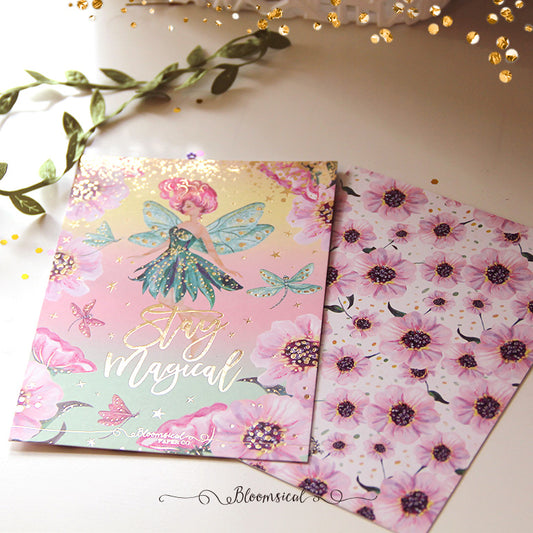 Rainbow Fairies Journaling Card Gold Foil