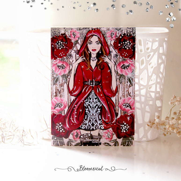 Red Riding Hood Journaling Card Silver Holo Foil