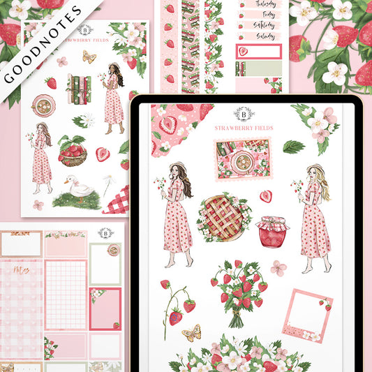 Strawberry Fields Digital Stickers GoodNotes files