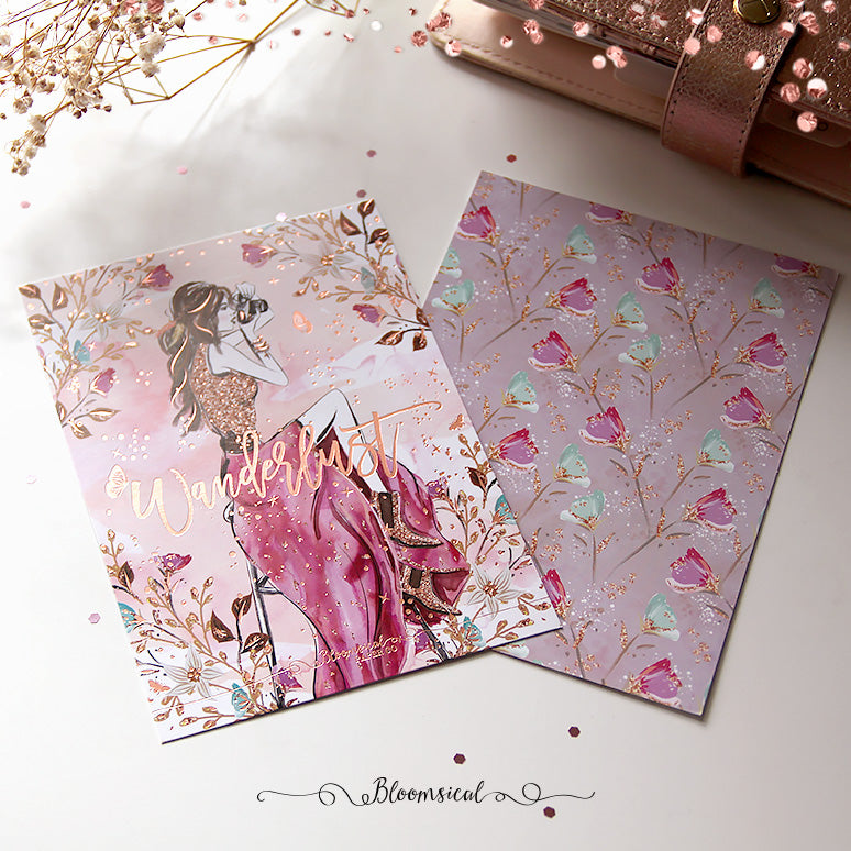 Wanderlust Journaling Card with Rose Gold Foil Accents
