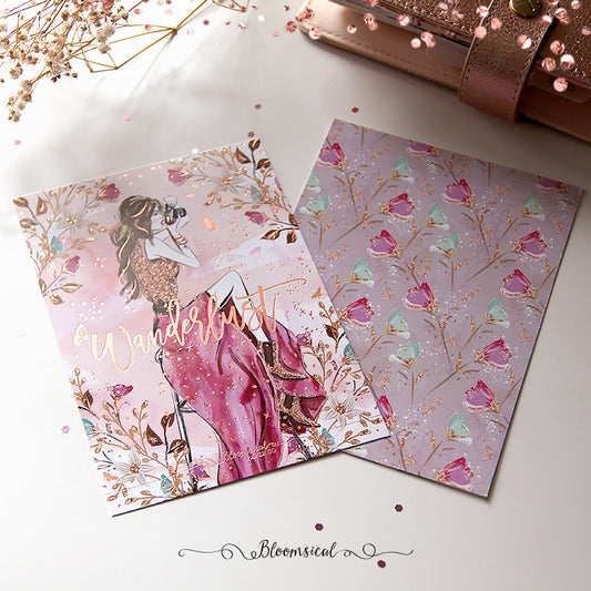 Wanderlust Journaling Card with Rose Gold Foil Accents