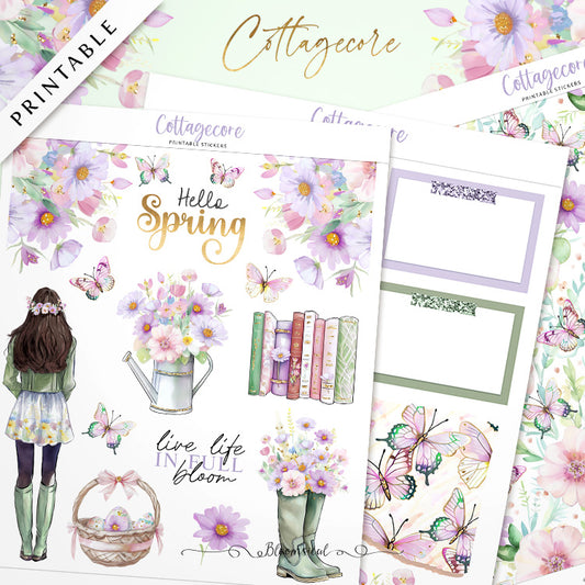 Cottagecore PRINTABLE Stickers for Journaling & Planner Decoration