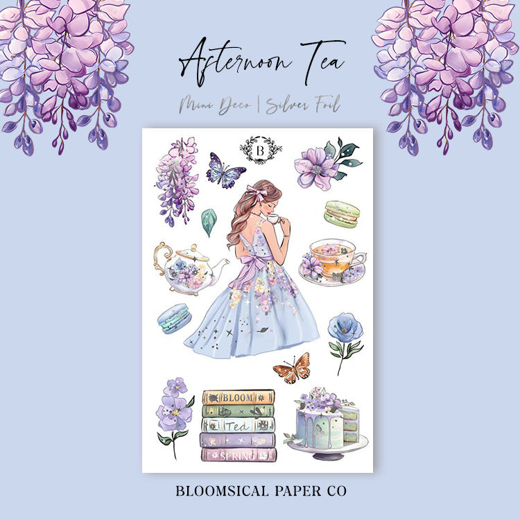 Afternoon Tea Mini Deco Sticker Sheet Silver Foil