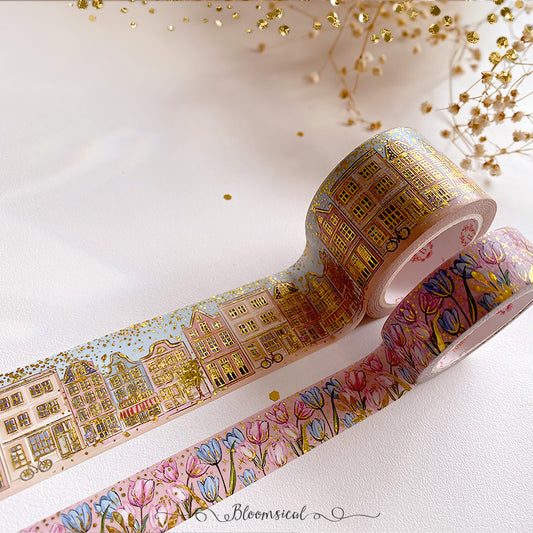 Amsterdam Washi Tape Duo - Confetti Gold Holo Foil