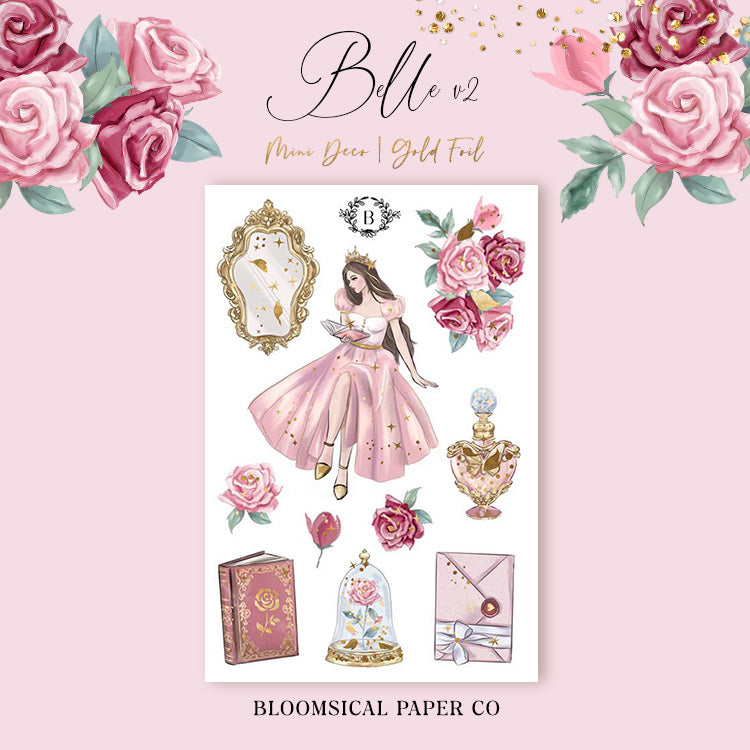 Belle v2 Mini Deco Sticker Sheet Gold Foil