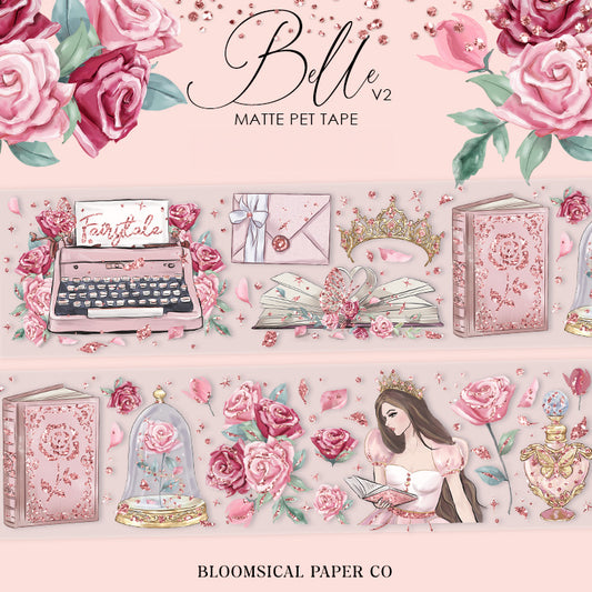 Belle v2 Foiled PET Tape | Rose Confetti Holo Foil