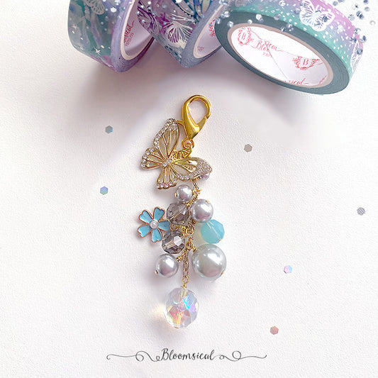 Butterfly Fantasy Swarovski Crystals & Pearls Handcrafted Dangle - Blue