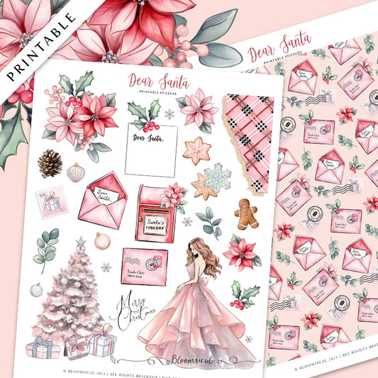 Dear Santa PRINTABLE Stickers for Journaling & Planner Decoration