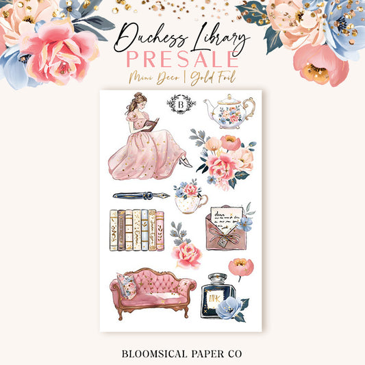 Duchess Library Mini Deco Sticker Sheet Gold Foil | PRESALE