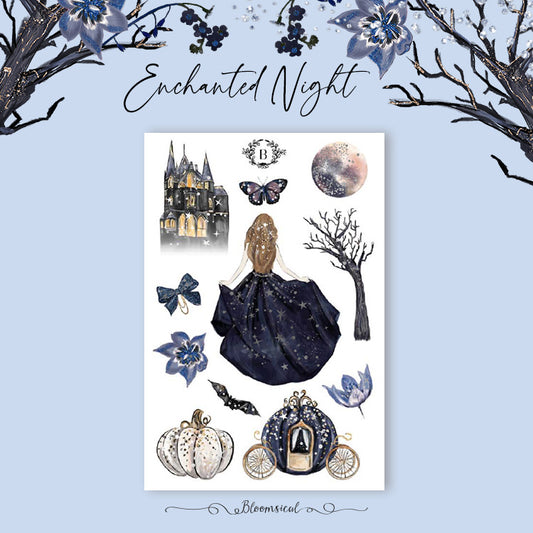Enchanted Night Mini Deco Sticker Sheet Silver Foil