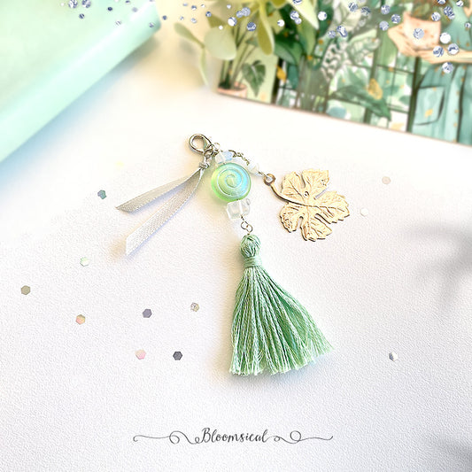 Botanical Bliss Frosted Beads & Silver Leaf Handcrafted Dangle Planner Charm Accessories