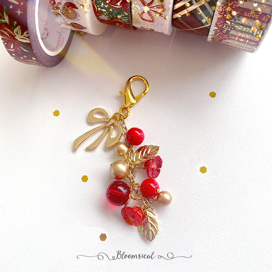 Merry Christmas Bow & Baubles Handcrafted Dangle - Planner accessories