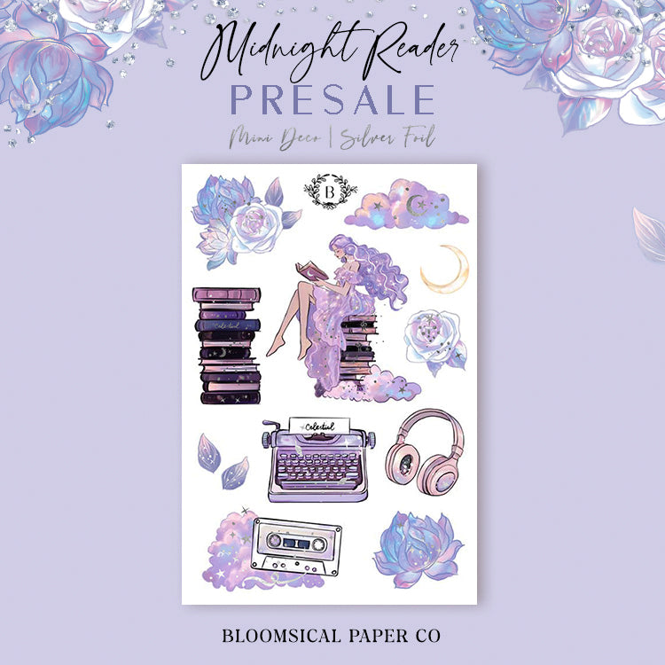 Midnight Reader Mini Deco Sticker Sheet Silver Foil | PRESALE