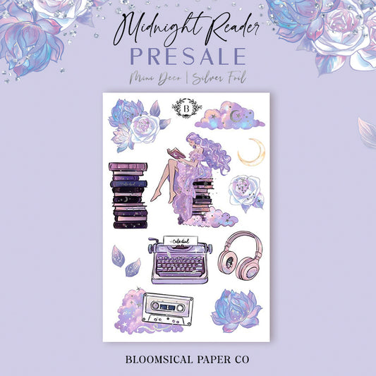 Midnight Reader Mini Deco Sticker Sheet Silver Foil | PRESALE
