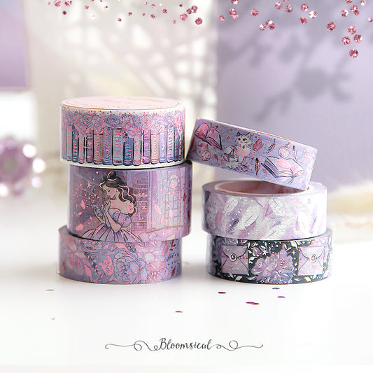 Princess Academia Washi Tape Collection  Rose Purple / Confetti Holo Foil