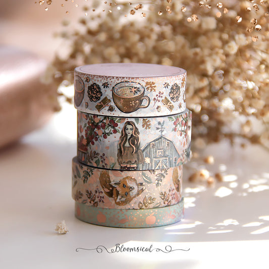 Rustic Charm Washi Tape Collection Rose Gold Foil