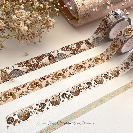 Rustic Charm Washi Tape Collection Rose Gold Foil