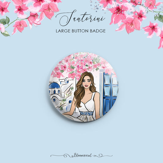 Santorini Custom Button Badge - Large 58mm