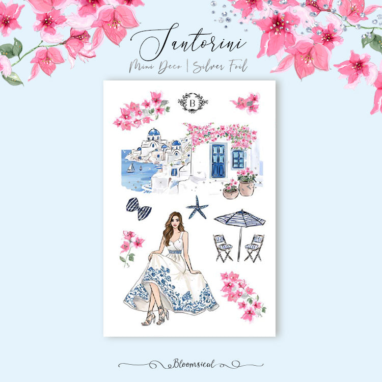 Santorini Mini Deco Sticker Sheet Silver Foil