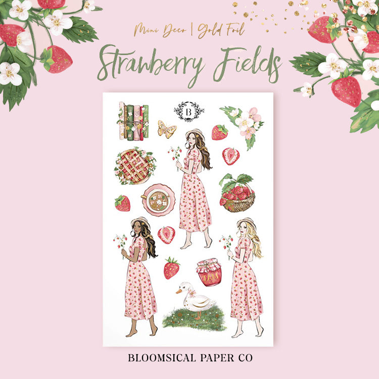 Strawberry Fields Mini Deco Sticker Sheet Gold Foil