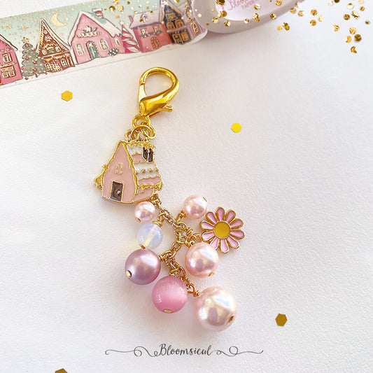 Sugar Plum House Handcrafted Dangle - Pink