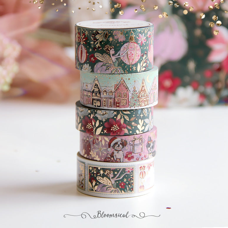 Sugar Plum Christmas Washi Tape Collection Warm Gold Foil